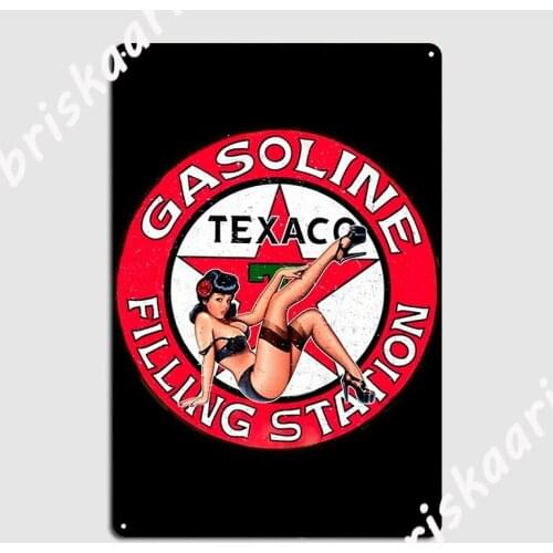 Texaco Gasoline Pin Up Shirt Metal Plaque Poster Club Home Funny Plaques Party Tin sign Poster