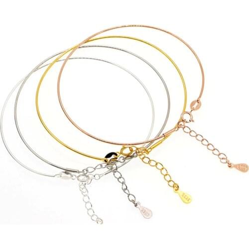 Real 925 Sterling Silver Screw Bracelet Bangle Handmade Rose Gold Beaded Spiral Bracelet DIY Jewelry Making Supplies Accessories