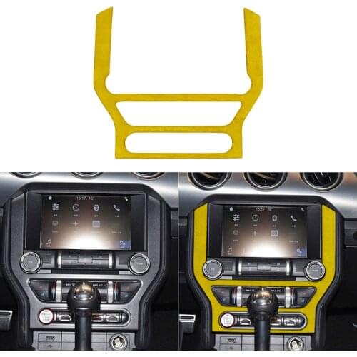Suede Car Interior Navigation Panel Decoration Frame Display Decoration Strip Trim for Ford Mustang 2015-2019 Car Accessories