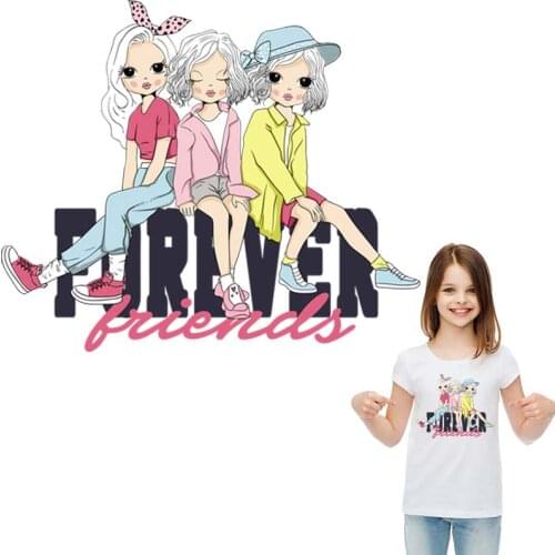 Iron Patch Friends Forever Transfers Print On T-Shirt Diy Accessory Washable Clothes Decoration New Design Clothing Stickers