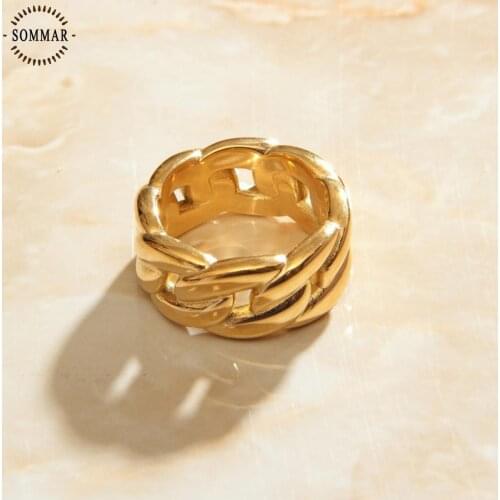 SOMMAR Best Gift 18KGP Gold Filled size 6 7 8 Perfume women female ring ins Chain men ring Gift for her