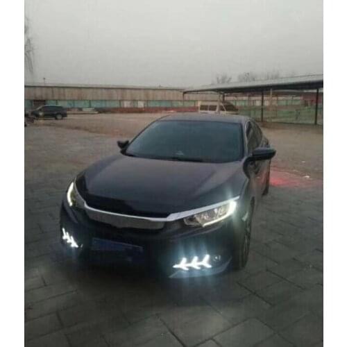 Car Flashing 1 Set For Honda Civic 10th 2016 2017 2018 LED DRL Daytime Running Light Daylight Yellow Turn Signal Lamp Styling