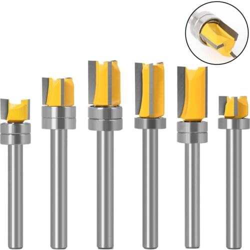 1Pcs 6mm Shank Straight Bit With Bearing Router Bit Wood Tungsten Carbide Woodworking trimming And Slotting Milling Cutter