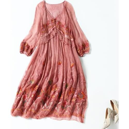 100% Silk Summer Dress for Women 2021 Elegant Long Dress Female Korean Fashion Ladies Dresses Casual Veasido De Mujer Pph4945