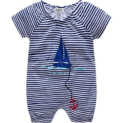 2020 Fashion Baby Girls Romper Bamboo Cotton Clothes Summer Short Sleeve Striped Babies Girl Jumpsuit Infant Pajamas