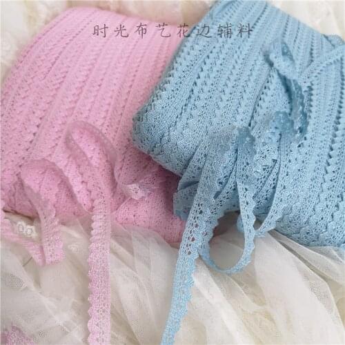3Meters 1.5cm Width Water Soluble Pretty Lace Trim DIY Sewing Supplie Pink Blue Lace Fabric Trims Garment Clothes Accessories