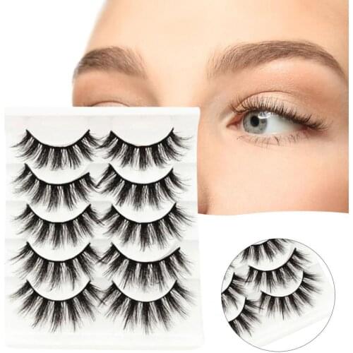 5Pair False Eyelashes Extension Tape Eye Lashes Grafting Tools Cat Eyes Look Smudgeproof Cosmetic Natural Look Mink Flase Lashes