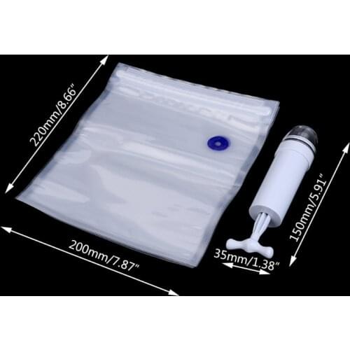 5Pcs Packaging Bag+Food Vacuum Sealer Storage Saver Hand Pump Kitchen Machine 50PB