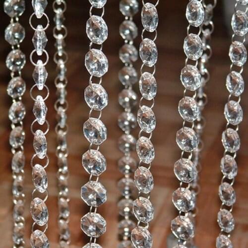 Free Shipping 1 Meter 14mm Clear Acrylic Crystal Beaded Garlands Chandelier Hanging For Wedding Party Tree Decoration