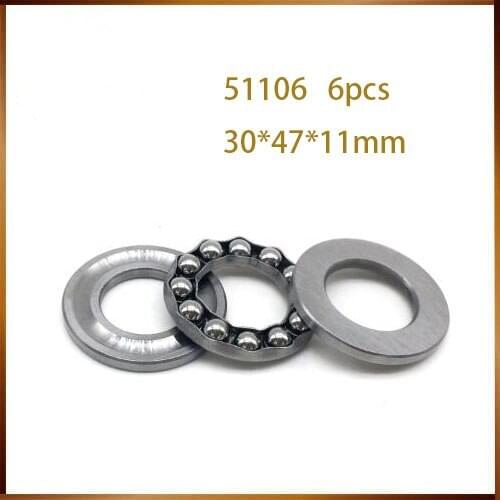 Free shipping 6pcs/Lot 51106 30mm x 47mm x 11mm Axial Ball Thrust Bearing Brand New 8106 30*47*11MM