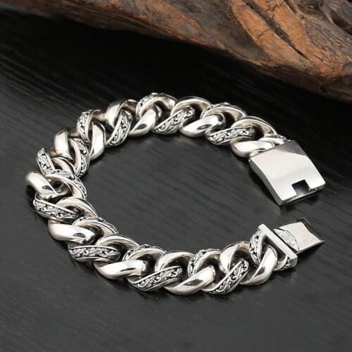 Real 925 Sterling Silver Width 17mm Simeple friendship Bracelet Thai silver Jewelry 2019 Men Women bracelets Bangle