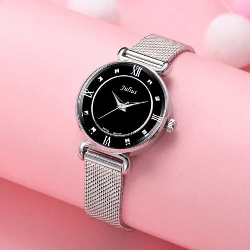 New Julius Lady Womens Wrist Watch Fashion Hours Dress Simple Stainless Steel Chain Lovely Elegant Girl Valentine Gift