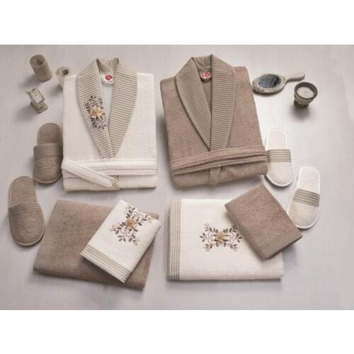 Cotton Box Turkey Winter Warm Flannel Lovers Robe Kimono Robe Nightgown Thick Warm Long Sleeve Bathrobe Bamboo-Cotton