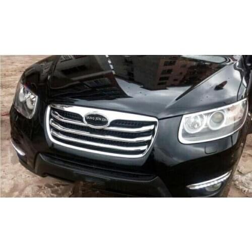 Chrome Parrilla Delantera Alrededor Del Ajuste 4 unids para For Hyundai Santa Fe 2010 2011 2012