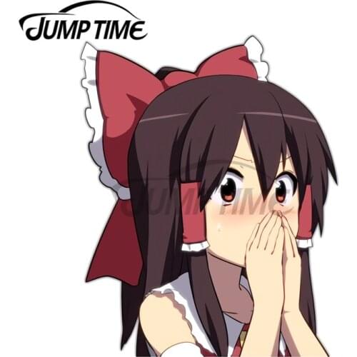 JumpTime 13 x 10.9 cm For Reimu Hakurei Touhou Windows Decal Vinyl Material Car Stickers Laptop Waterproof Fashion Body For Car