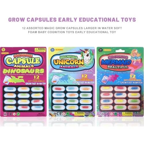 12 Pieces Dinosaur Assorted Magic Grow Capsules Larger Soaking In Water Soft Foam Baby Cognition Early Educational Toys For Kids
