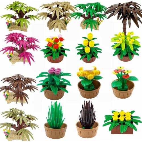 Mailackers City Blocks Baby Toy Flower Pot Tree Model Assemble Compatible Princess Mailackers Childrens Educational Toys Gifts