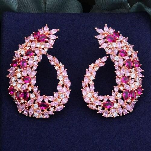 LARRAURI Full Cubic Zirconia Inlaid Stud CZ Earrings Fashion Jewelry Gifts Trendy Branch Shape Korean Earrings for Women