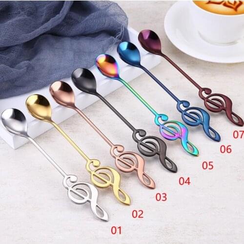 Stainless Steel Spoon Coffee Note Shape Music Theme Tea Stirring Spoon Ice Cream Dessert Scoop Creative Flatware F20173951