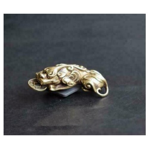 Chinese Old Pure brass God beast pixiu small pendant Collectibles