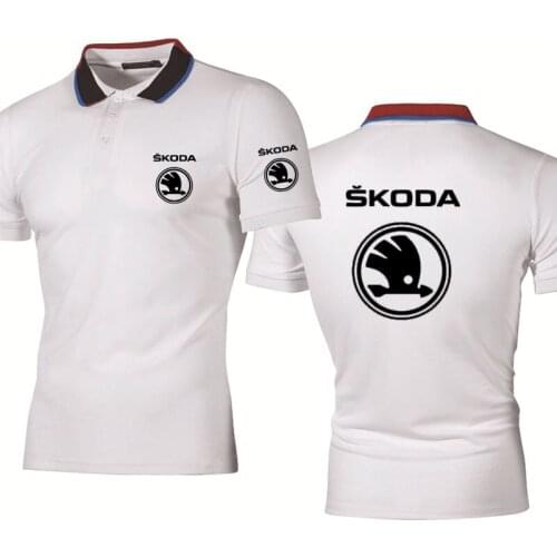Mens Polo shirt Skoda Car Logo print Solid color Mens Short Sleeve Summer casual Cotton Fashion Harajuku Male Brand tops