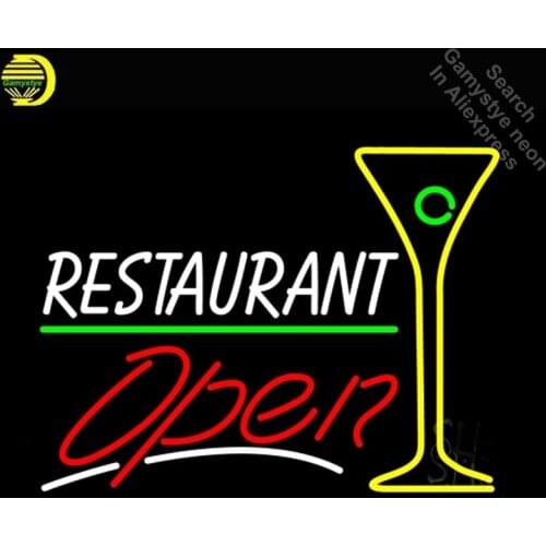 NEON SIGN For Restaurant With Martini Glass Open neon Light Sign Club Advertise Window Neon sign for sale neon light Art Lamps