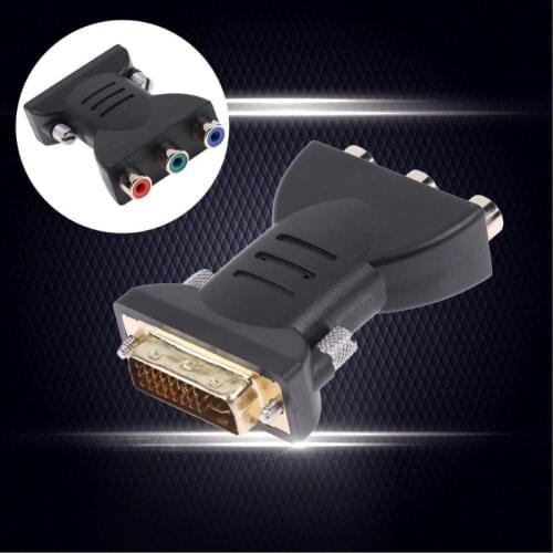 24+5Pin DVI Male to 3 RCA Female Port A/V Converter Adapter Connector Plug for Computer PC to DVD Projector AV Receiver