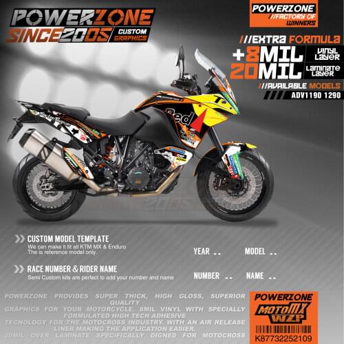 PowerZone Custom Team Graphics Backgrounds Decals 3M Stickers Kit For KTM ADV 1050 1090 1190 1290 109