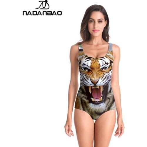 NADANBAO Sexy Bikinis 2021 Summer Tigers Pattern Swimsuits One Piece Women Swimwear Monokini Plus Size Beach Wear Swim Slim Suit