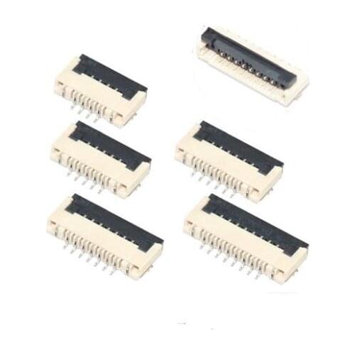 10pcs/5pcs 1.0mm Pitch Under Clamshell Socket FPC FFC Flat Cable Connector 4P 6P 8P 10P 12P 14P 16P 18P 20P 22P 24P 26P 30P