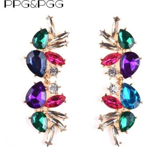 PPG&PGG New Special Design Luxury Wedding Crystal Earrings For Women Multicolored Sexy Bohemian Hot Brand Wholesale