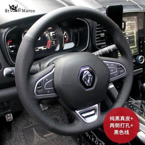Hand-Stitched Leather Car Steering Wheel Cover for Renault Clio 4 (IV) Kaptur Captur Kangoo Scenic Megane Grand Car Accessories