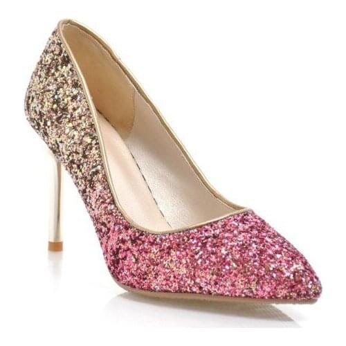 In early spring of 2018 the new sexy high heel with color matching sequins size 43 womens shoes size 32-1825