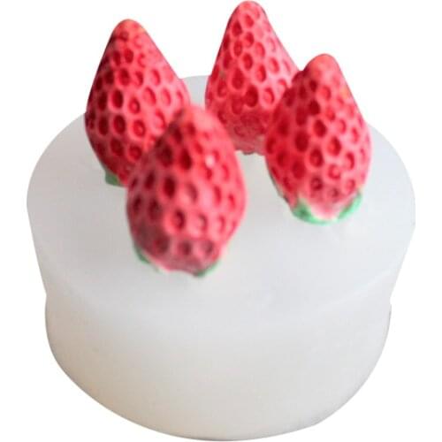 3D Strawberry Silicone Mold Fruit Mold Handmade Cake Fondant Cake Dollhouse Cotton Candy Resin Clay Mold Decoration Tool