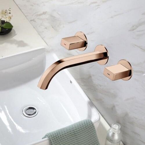 Bathroom Basin Faucet Brushed Gold Bathroom Faucet Rose Gold Tap Widespread Black Basin Mixer Hot Cold Shower Room Sink Faucet
