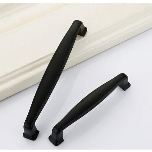 Modern Aluminum Alloy Black Cabinet Handles Kitchen Cupboard Door Pulls Drawer Knobs Fashion Furniture Hardware
