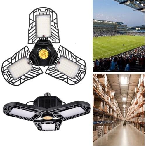 60W Sensor LED Garage Light E26/ E27 Folding Ceiling Lamp Taller Lights for Home Warehouse Studio Workshop Wine Cellar Lighting