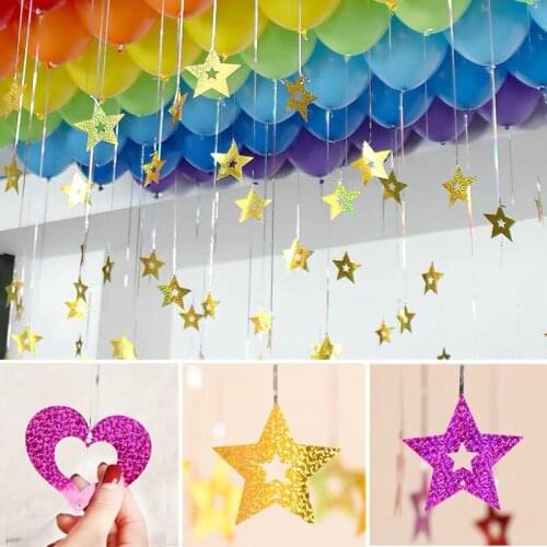 Ballon Hanging Decoration Shinny Heart Star Ribbon String Decor for Birthday Wedding Anniversary Party Decorations