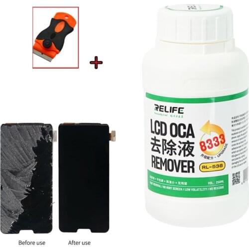 RELIFE RL-538 OCA Efficient liquid remover Touch Screen Removing Liquids Repair Glue Fluid PCB Cleaning for Iphone Sumsung+knife
