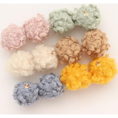 Winter style 50pcs/lot 30mm color Imitation lamb hair geometry ronds shape balls diy jewelry earring/garment pendant accessory