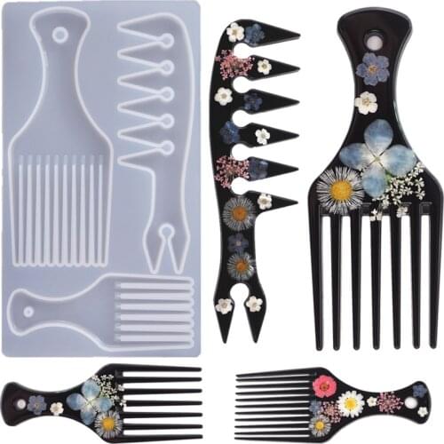 1PC 3D Transparent African Hair Comb Silicone Molds DIY Resin Hair Pick Afro Comb Mould Handmade Crafts Supplies