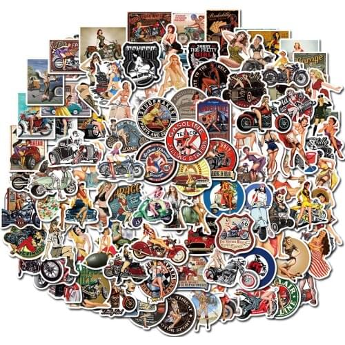 10/30/50PCS Street Dance Motorcycle Retro Sexy Girl Graffiti Suitcase Laptop Waterproof Sticker Toy Decoration Wholesale
