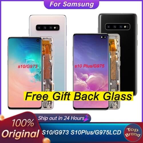100%ORIGINAL AMOLED S10 LCD For SAMSUNG Galaxy S10 G973F/DS G973F G973 S10 Plus G975 G975F G975F/DS Touch Screen Digitizer
