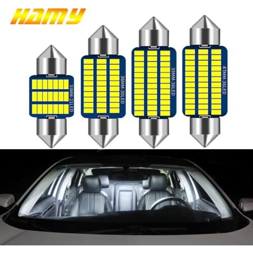 1x Car Interior LED Bulb C5W C10W Festoon 31mm 36mm 39mm 41mm LED Light Canbus No error 3014 SMD 6500K White License Plate Lamps