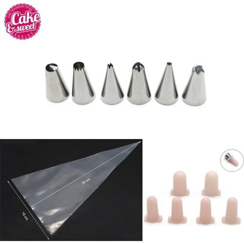 22Pcs/Set 10Pcs Icing Bags 6Pcs Silicone Piping Tips Cover Set 6pcs Piping Nozzles Pastry Decorating Cake Dessert Baking Tools