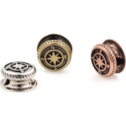 3D Brass Round Shape Compass Spacer Beads For Bracelets Necklaces Jewelry Making Accessories 20.5x11MM
