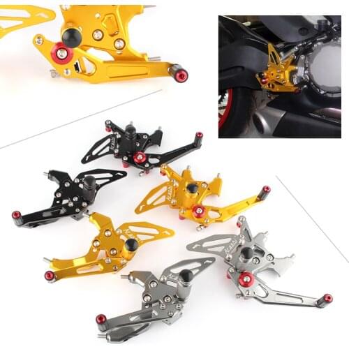 CNC Aluminum Motorcycle Footpegs Rear Set foot Pegs Footrest Adjustable Rearset Kit for Ducati 959 Panigale 2016 2017 2018