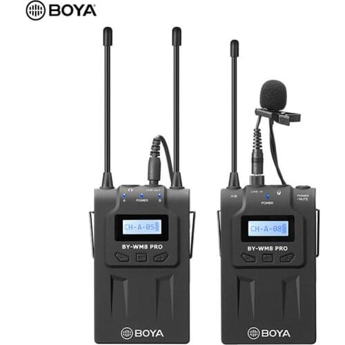 BOYA WM8 Pro-K1 K2 UHF Wireless Lavalier Microphone System Audio Recorder Transmitter+ Receiver for Canon Nikon DV Smartphone