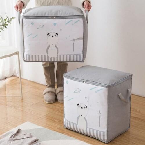 Household Quilt Storage Bag Cartoon Quilt Storage Box Cotton And Linen Under Bed Storage Clothes Organizer Closet Organizer