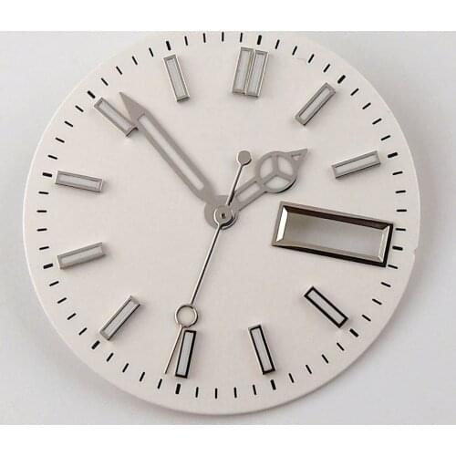 29mm Watch Dial Watch Face With Hands Fit For NH36/NH36A Date/Day Calendar Window White